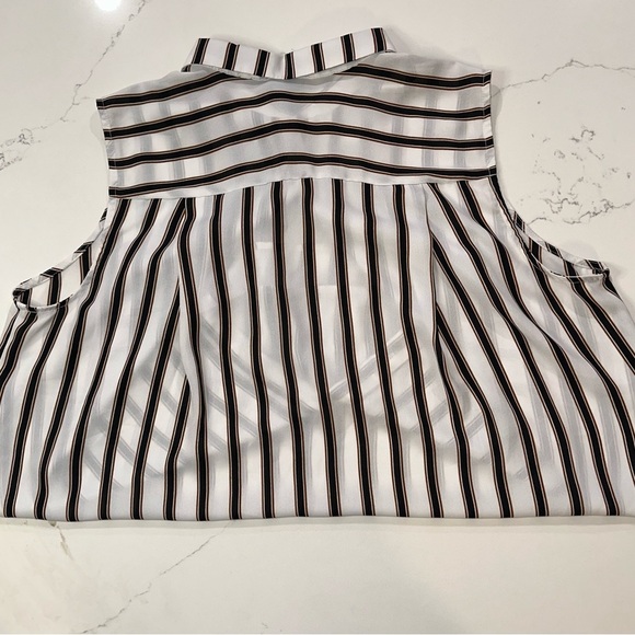 Sheer stripped button down collard tank - Picture 7 of 11